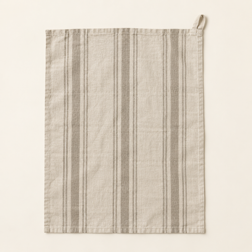 AI-generated sample: Natural Stripe Linen Kitchen Towel